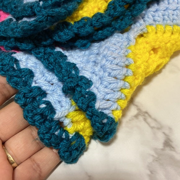 Handmade Crochet Ripple Stripe Lap Blanket Size 54"x43" Vintage Look Blanket - Picture 12 of 17